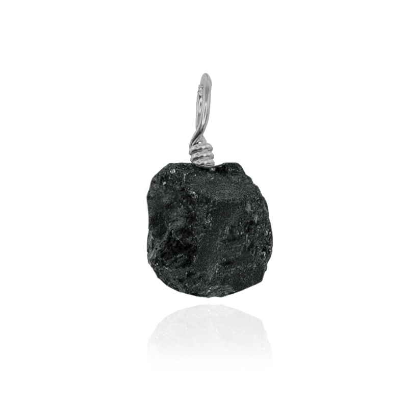 Tiny Raw Black Tourmaline Crystal Pendant