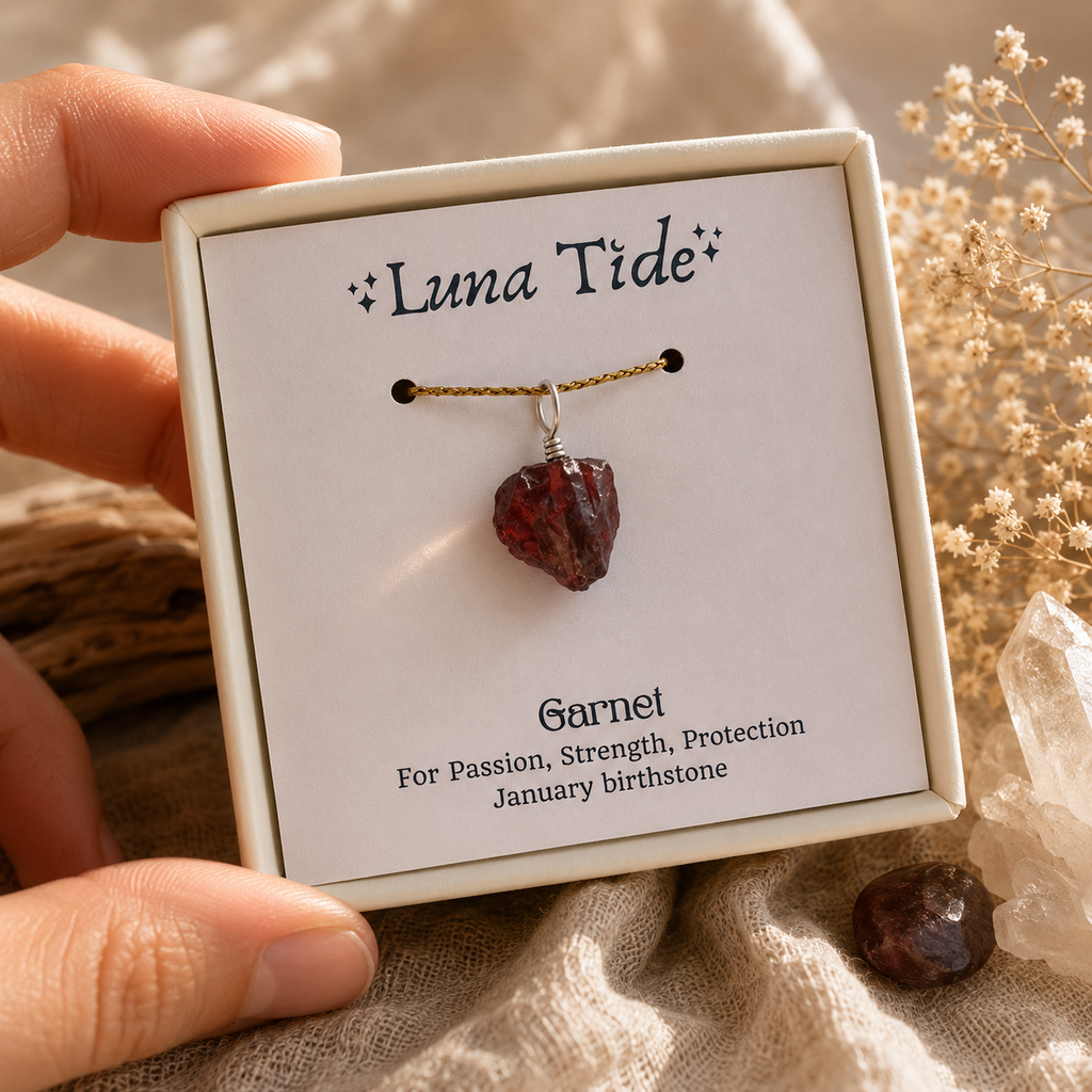 Tiny Raw Garnet Crystal Pendant