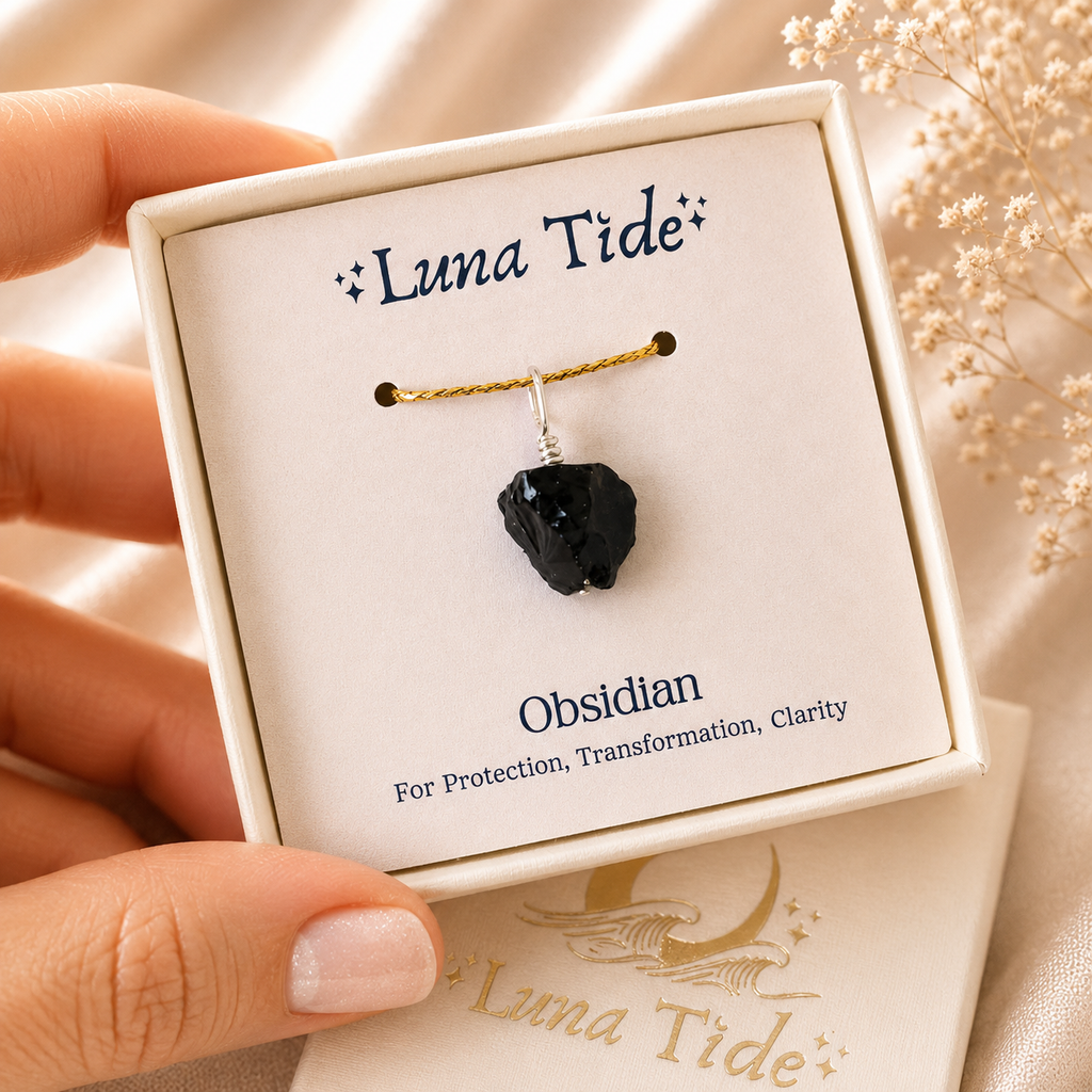 Tiny Raw Obsidian Crystal Pendant
