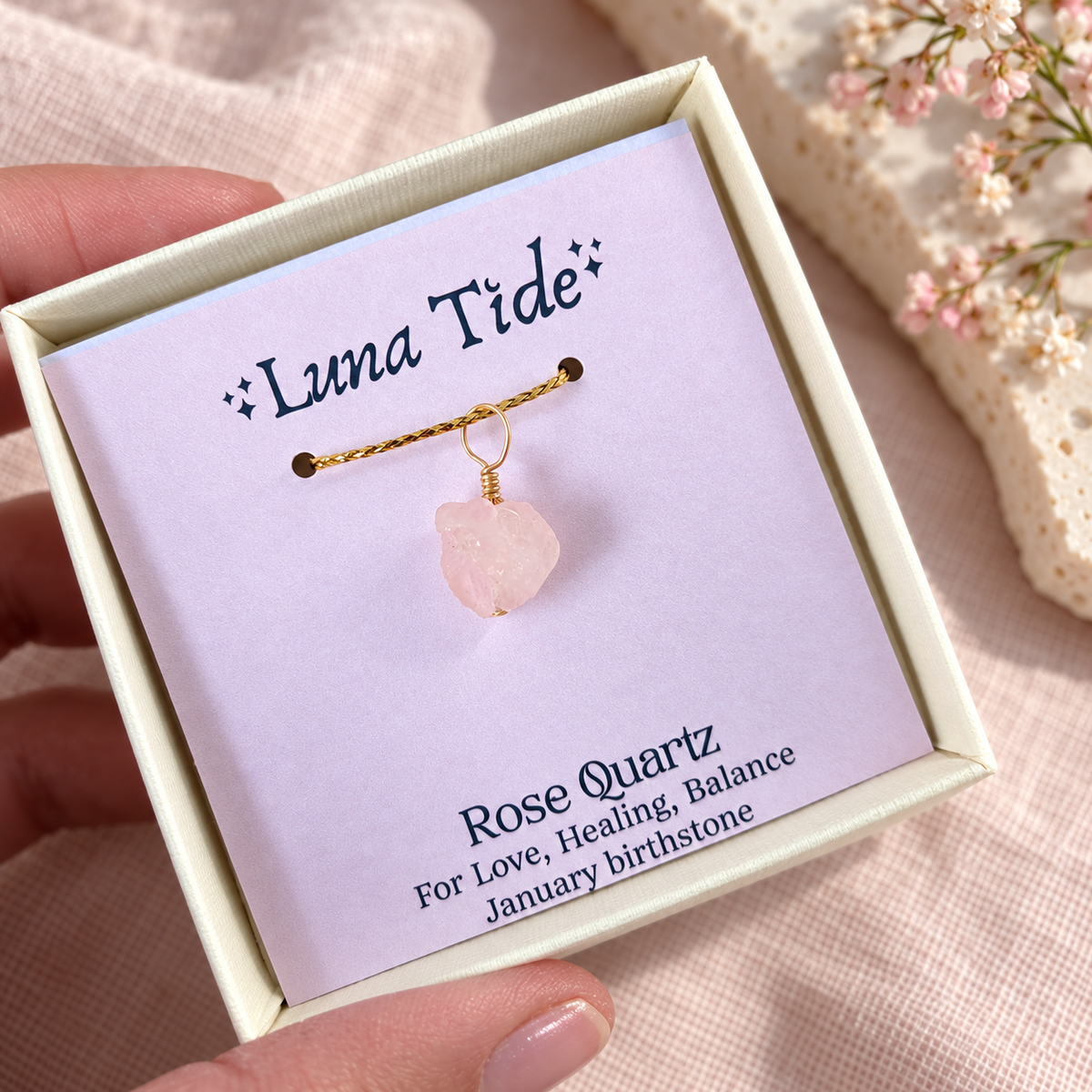Tiny Raw Rose Quartz Crystal Pendant