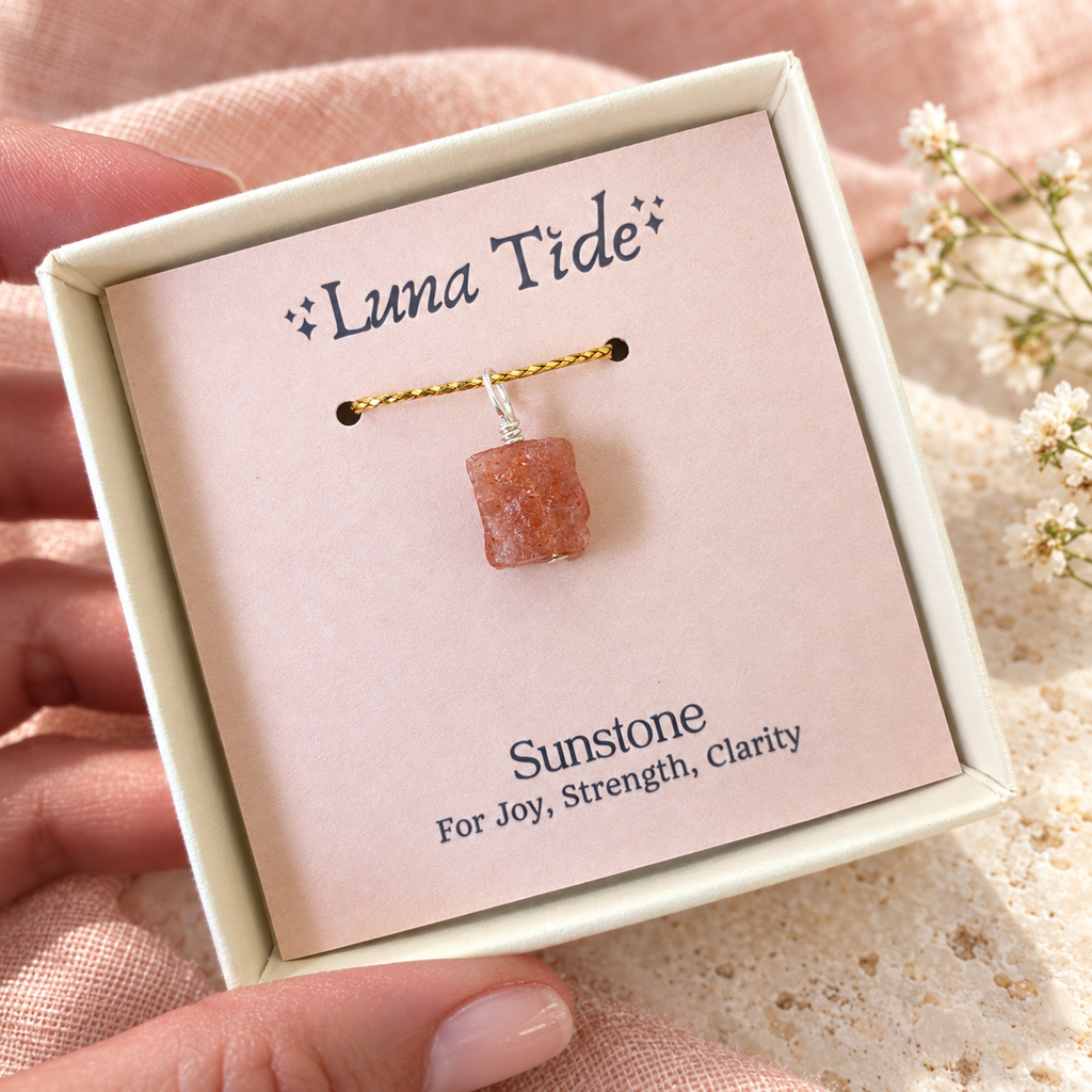 Tiny Raw Sunstone Crystal Pendant