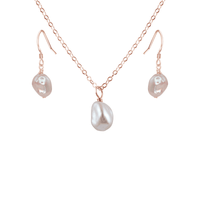 Raw Freshwater Pearl Crystal Earrings & Necklace Set