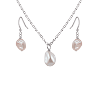 Raw Freshwater Pearl Crystal Earrings & Necklace Set