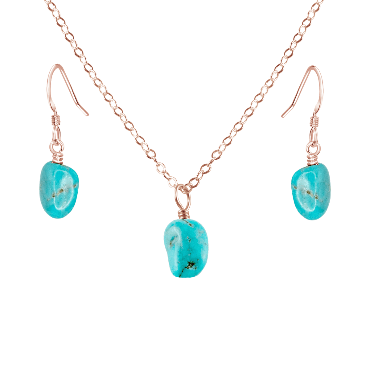 Raw Turquoise Crystal Earrings & Necklace Set