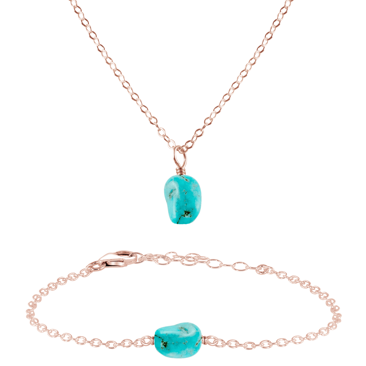 Raw Turquoise Crystal Necklace & Bracelet Set