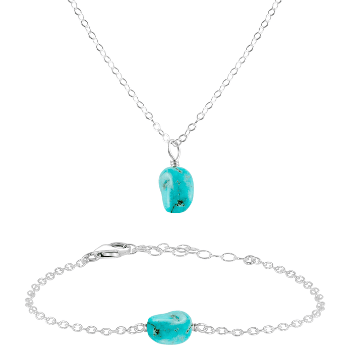 Raw Turquoise Crystal Necklace & Bracelet Set