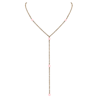 Bronze Rose Quartz Dainty Crystal Lariat Necklace