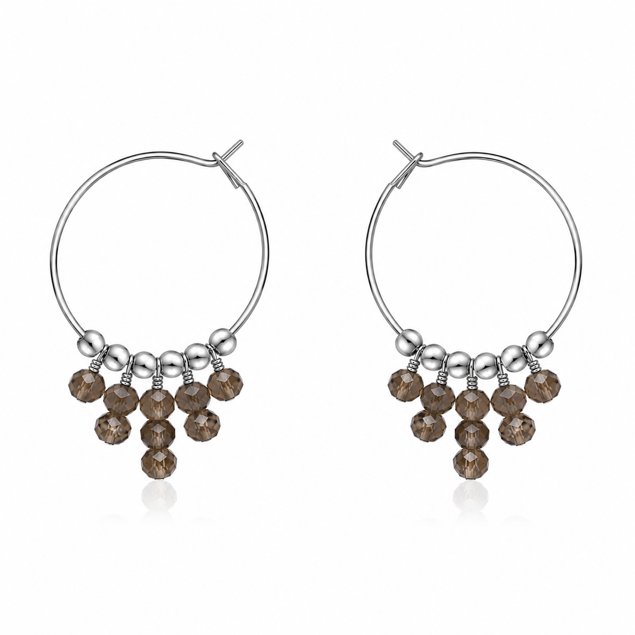 Smoky Quartz Statement Hoop Earrings