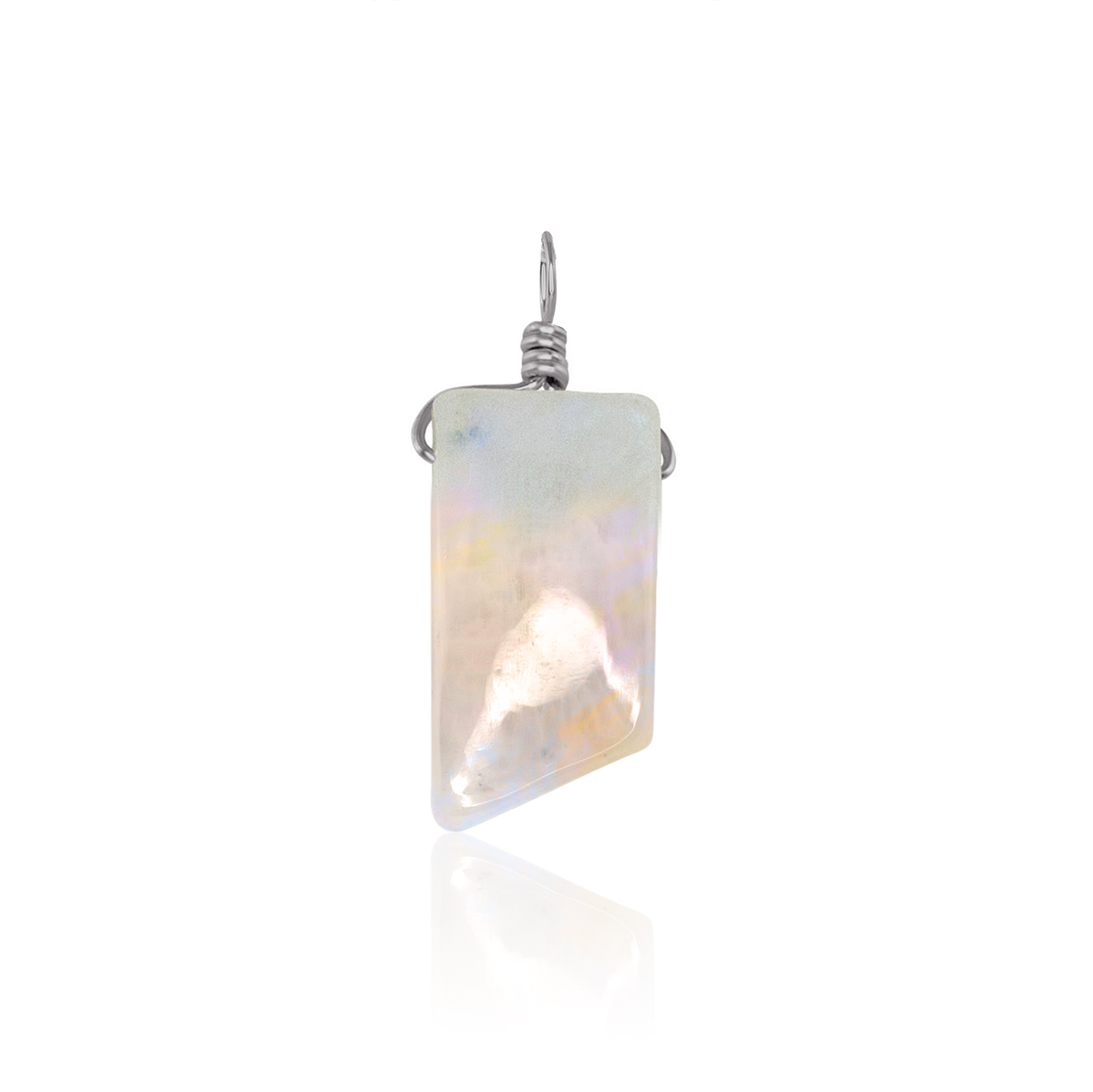 Small Smooth Rainbow Moonstone Crystal Pendant with Gentle Point