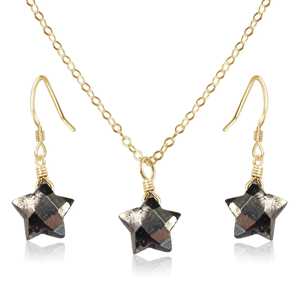 Little Pyrite Crystal Star Jewellery Set
