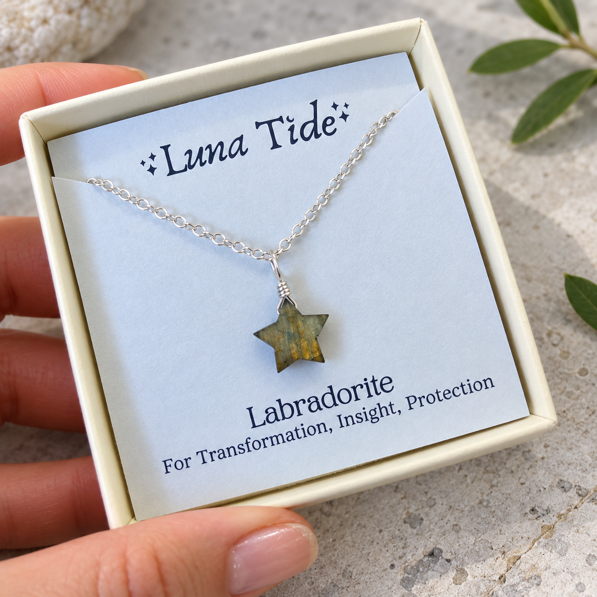 Little Labradorite Crystal Star Pendant Necklace
