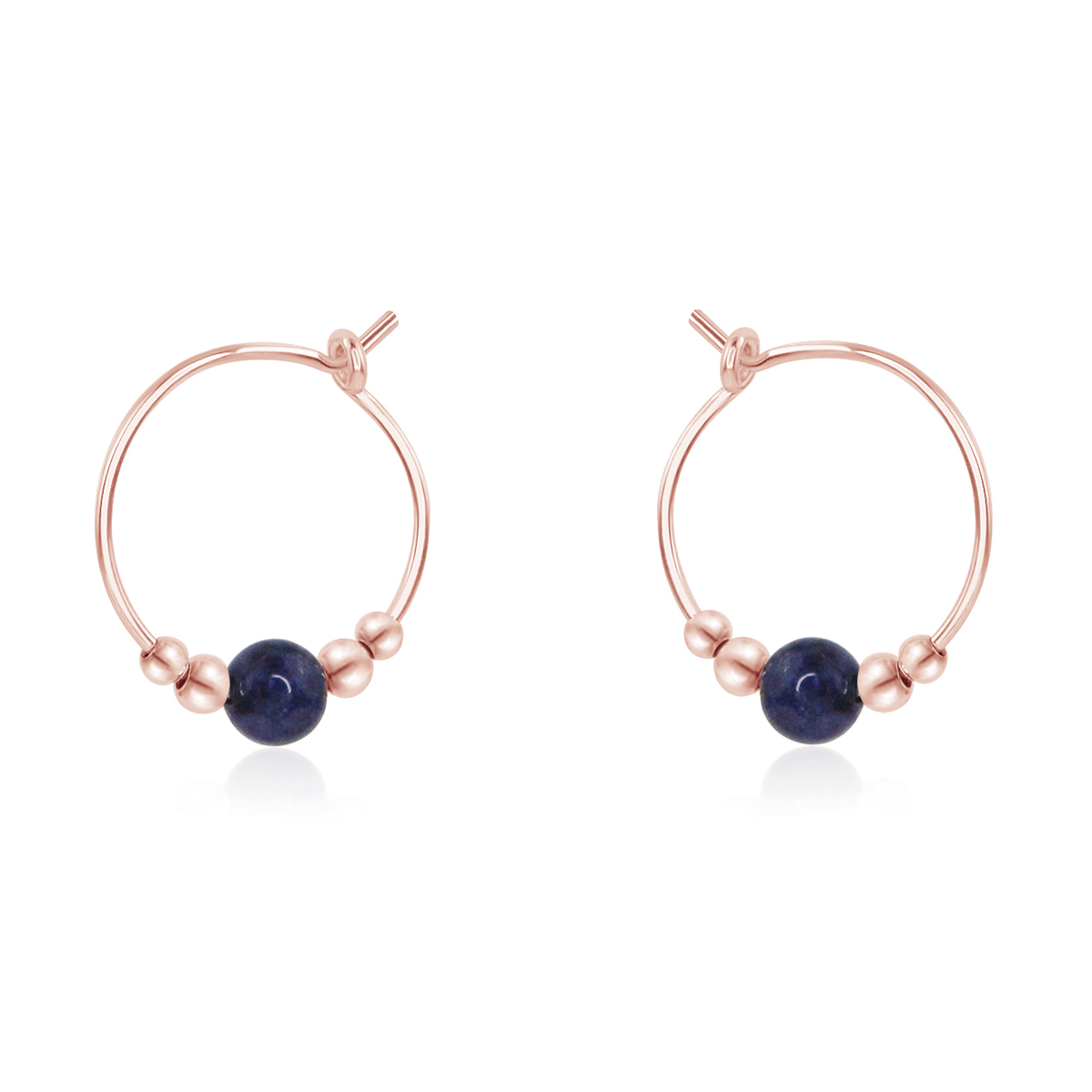 Tiny Sapphire Gemstone Bead Hoop Earrings