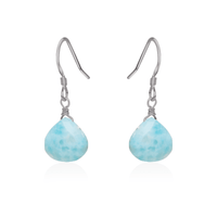 Larimar Gemstone Teardrop Dangle Earrings - Larimar Gemstone Teardrop Dangle Earrings - Stainless Steel - Luna Tide Handmade Crystal Jewellery