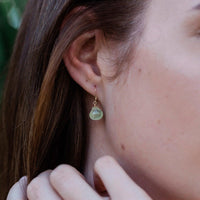 Prehnite Tiny Teardrop Earrings & Necklace Set - Prehnite Tiny Teardrop Earrings & Necklace Set - 14k Gold Fill / Cable - Luna Tide Handmade Crystal Jewellery