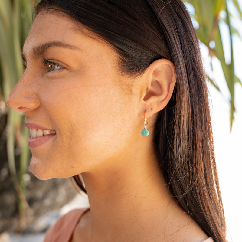Turquoise Gemstone Teardrop Dangle Earrings