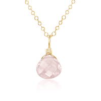 Tiny Rose Quartz Teardrop Bridesmaids Necklaces Bundle