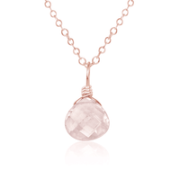 Tiny Rose Quartz Teardrop Bridesmaids Necklaces Bundle