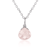 Tiny Rose Quartz Teardrop Bridesmaids Necklaces Bundle