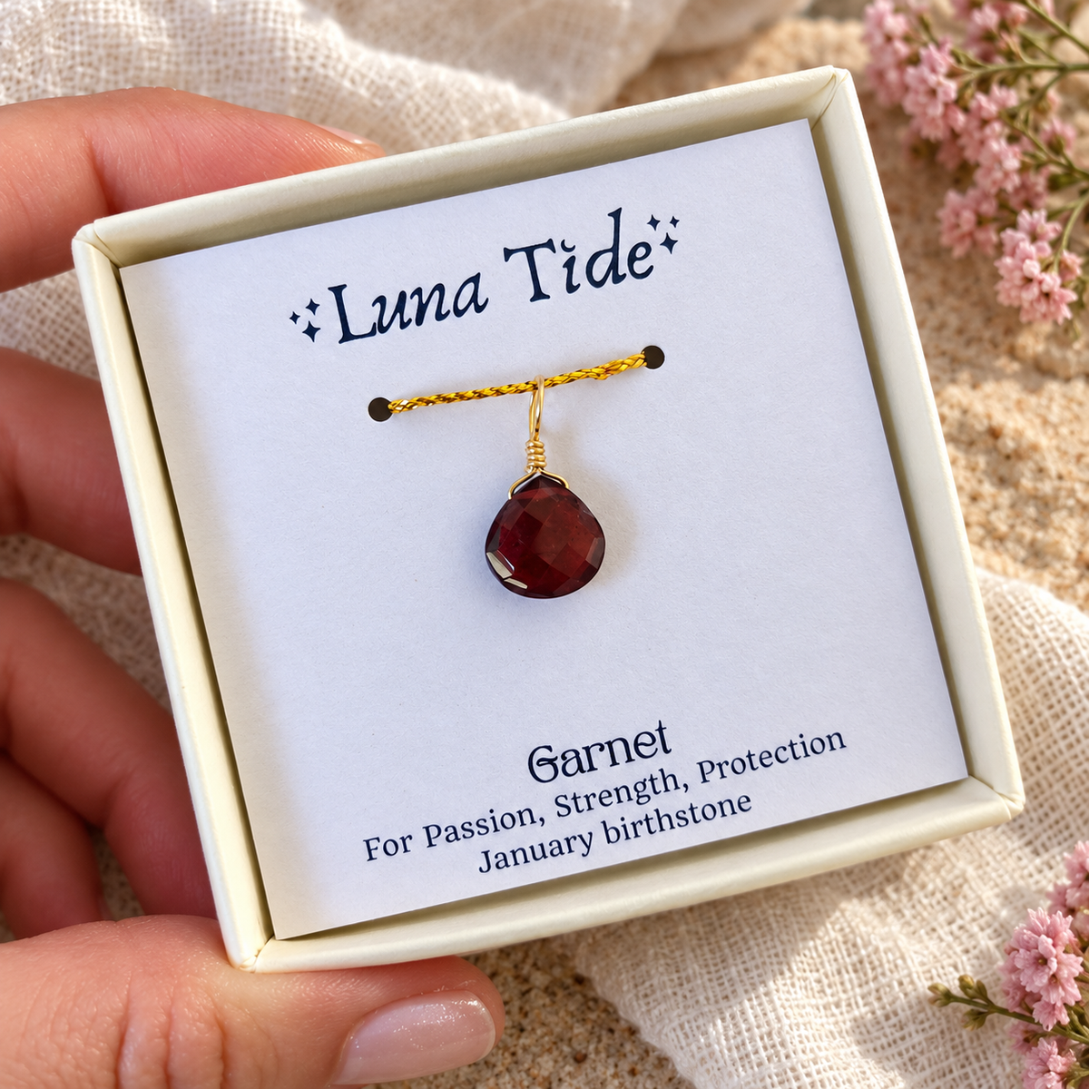 Tiny Garnet Teardrop Gemstone Pendant