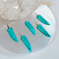 Dyed Turquoise Howlite Tusk Point Pendant