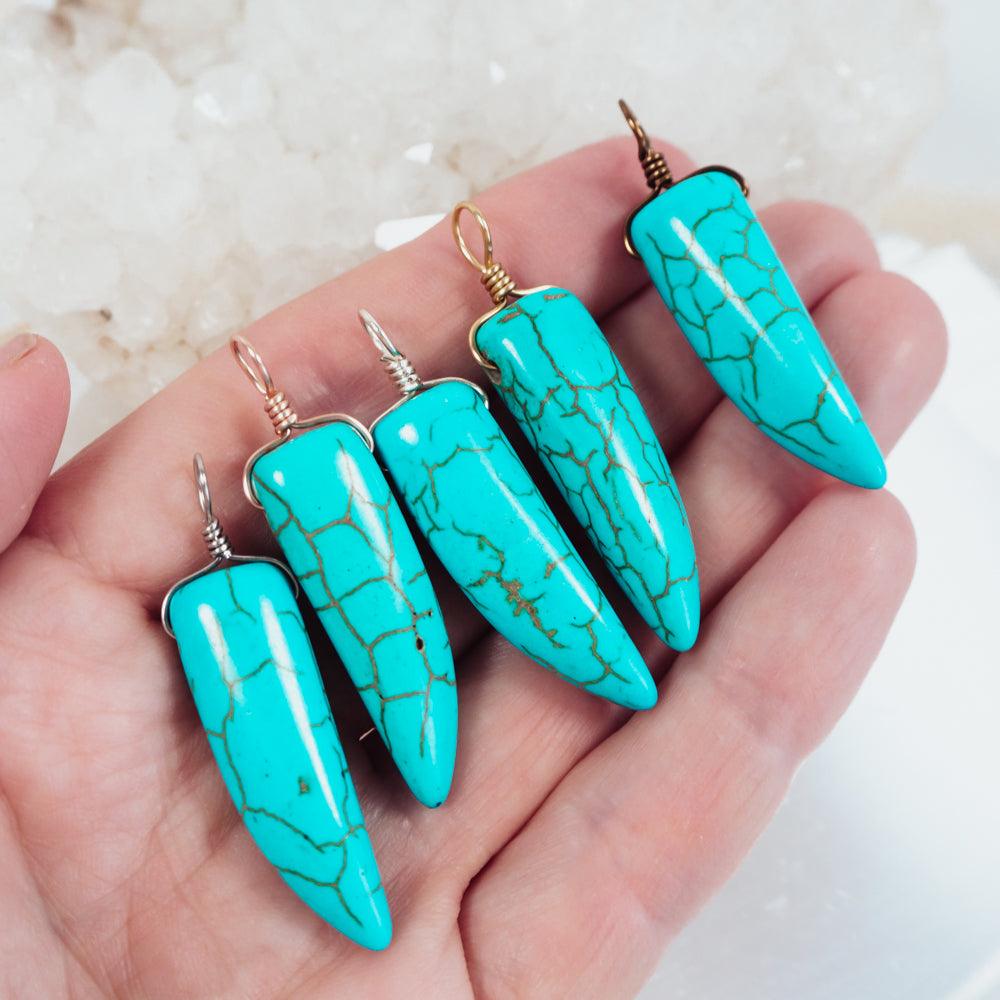 Turquoise Howlite Tusk Point Pendant