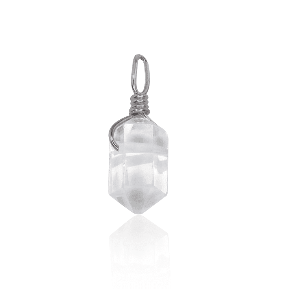 Crystal Quartz Mini Double Terminated Crystal Point Pendant - Crystal Quartz Mini Double Terminated Crystal Point Pendant - Stainless Steel - Luna Tide Handmade Crystal Jewellery