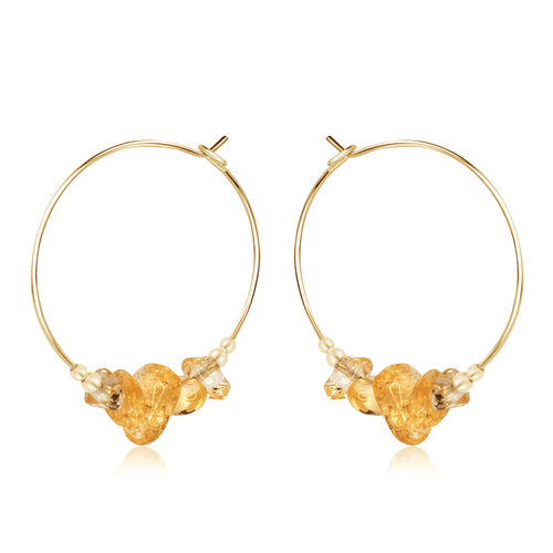 Custom Crystal Chip Large Hoop Earrings - Custom Crystal Chip Large Hoop Earrings - Sterling Silver - Luna Tide Handmade Crystal Jewellery