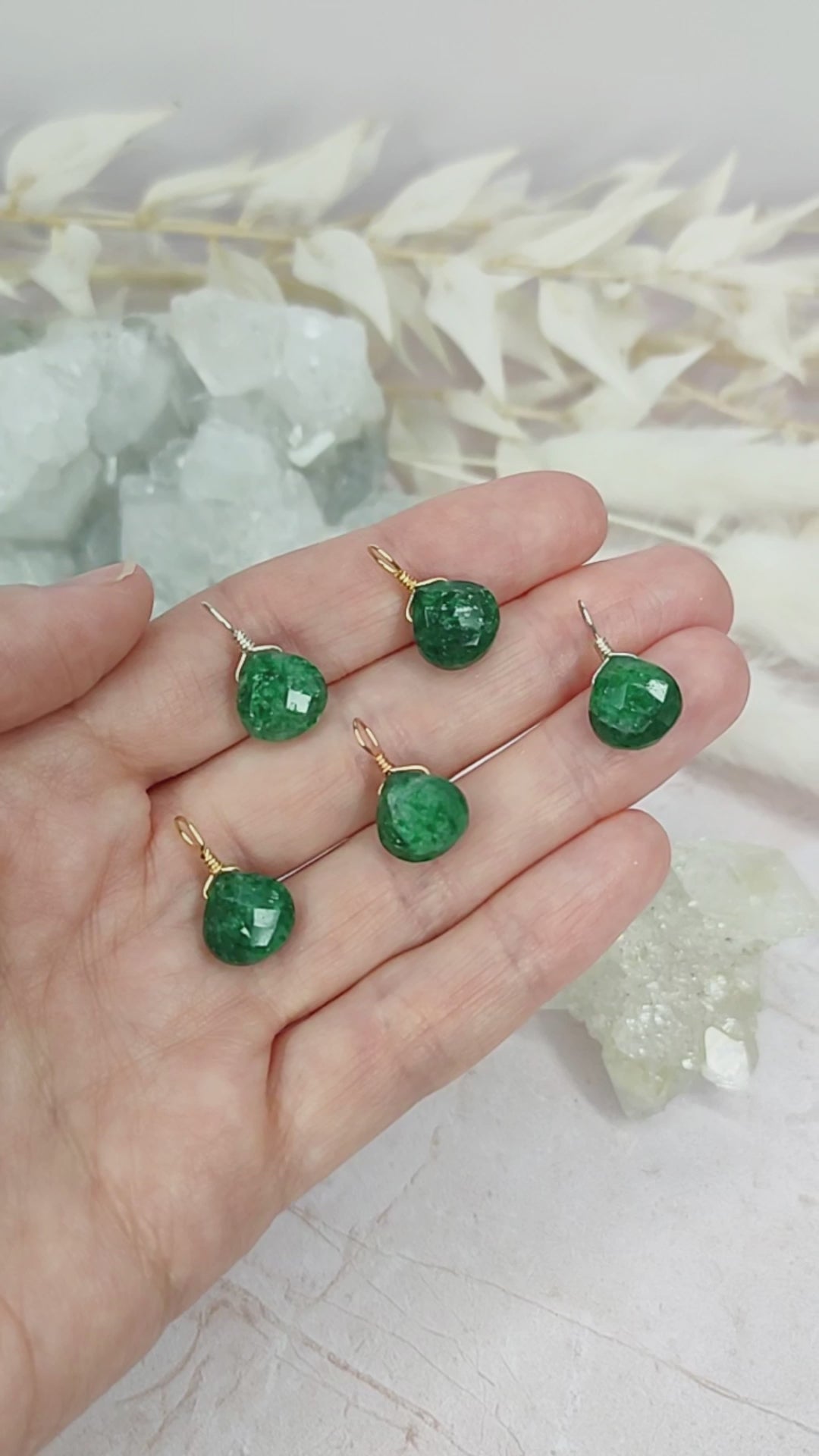Tiny Aventurine Teardrop Gemstone Pendant