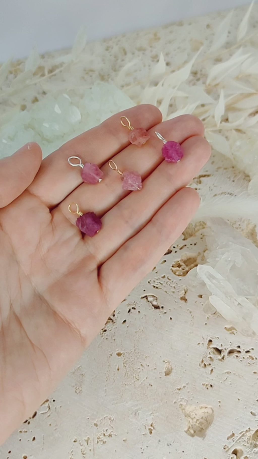 Tiny Raw Pink Tourmaline Crystal Pendant