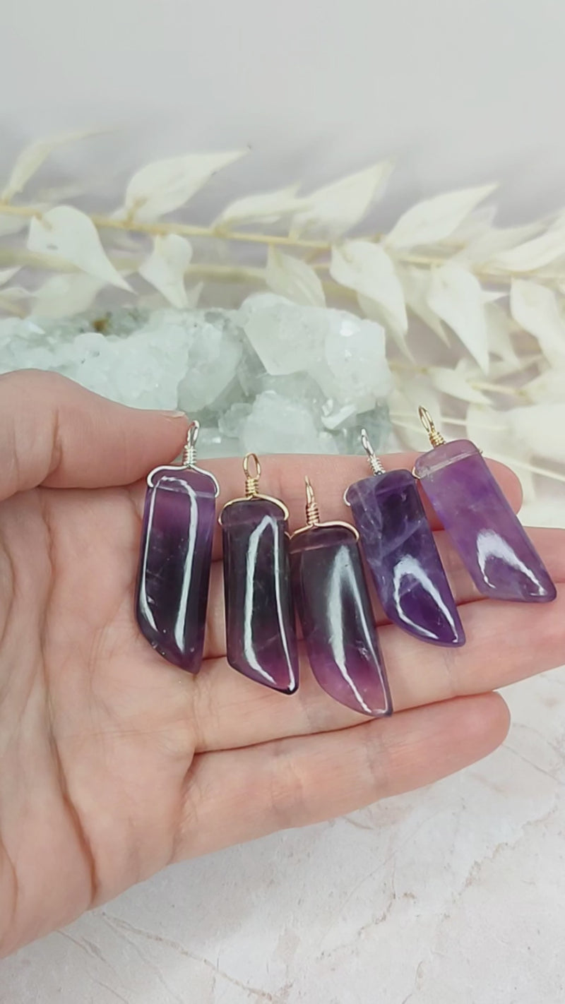Amethyst Smooth Point Crystal Pendant