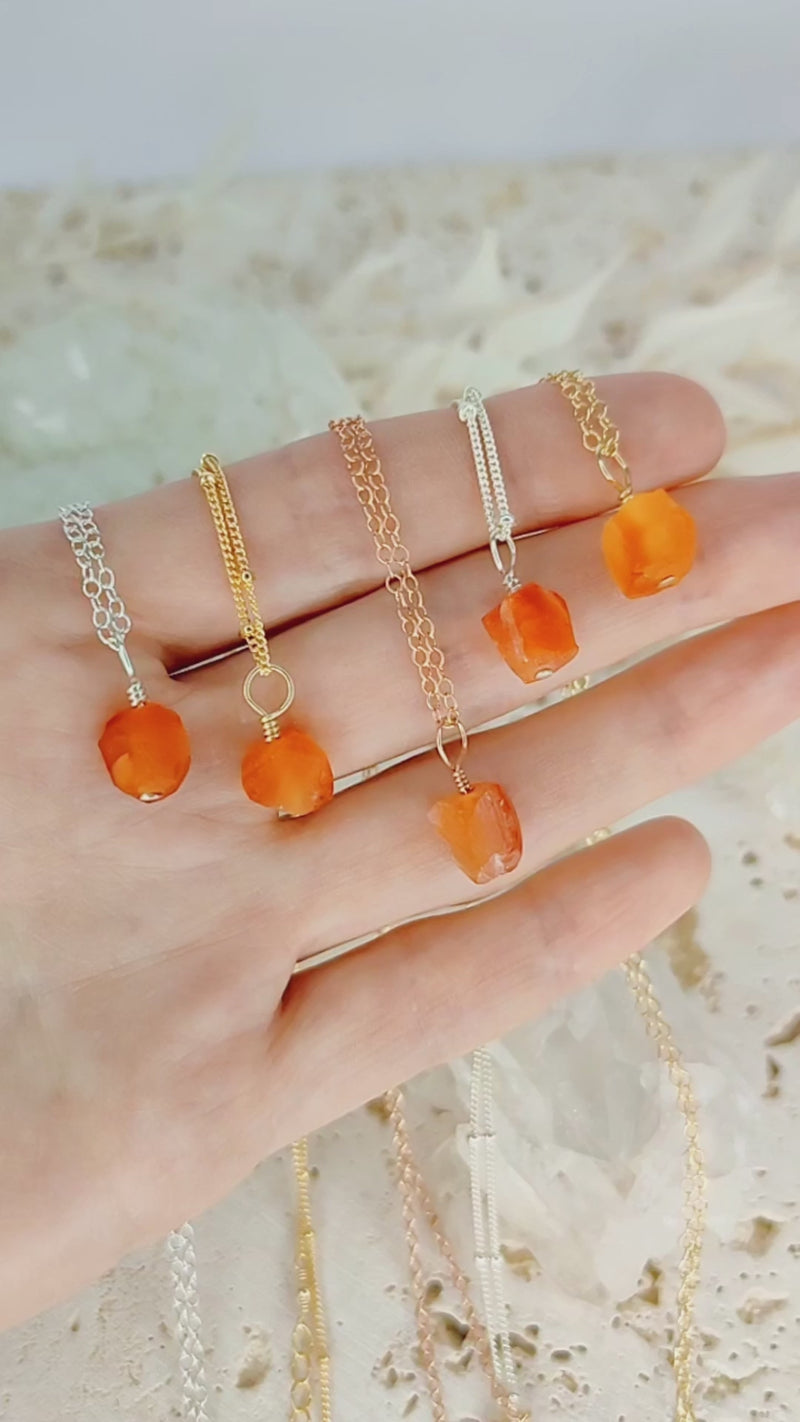 Raw Carnelian Natural Crystal Pendant Necklace