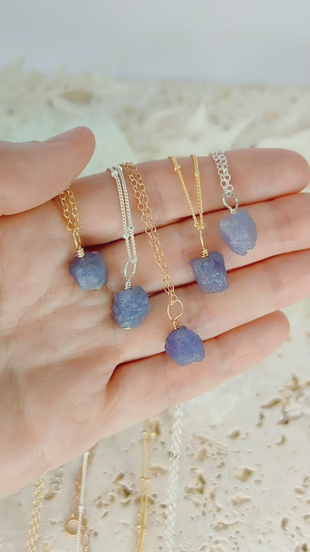 Tiny Raw Tanzanite Pendant Necklace