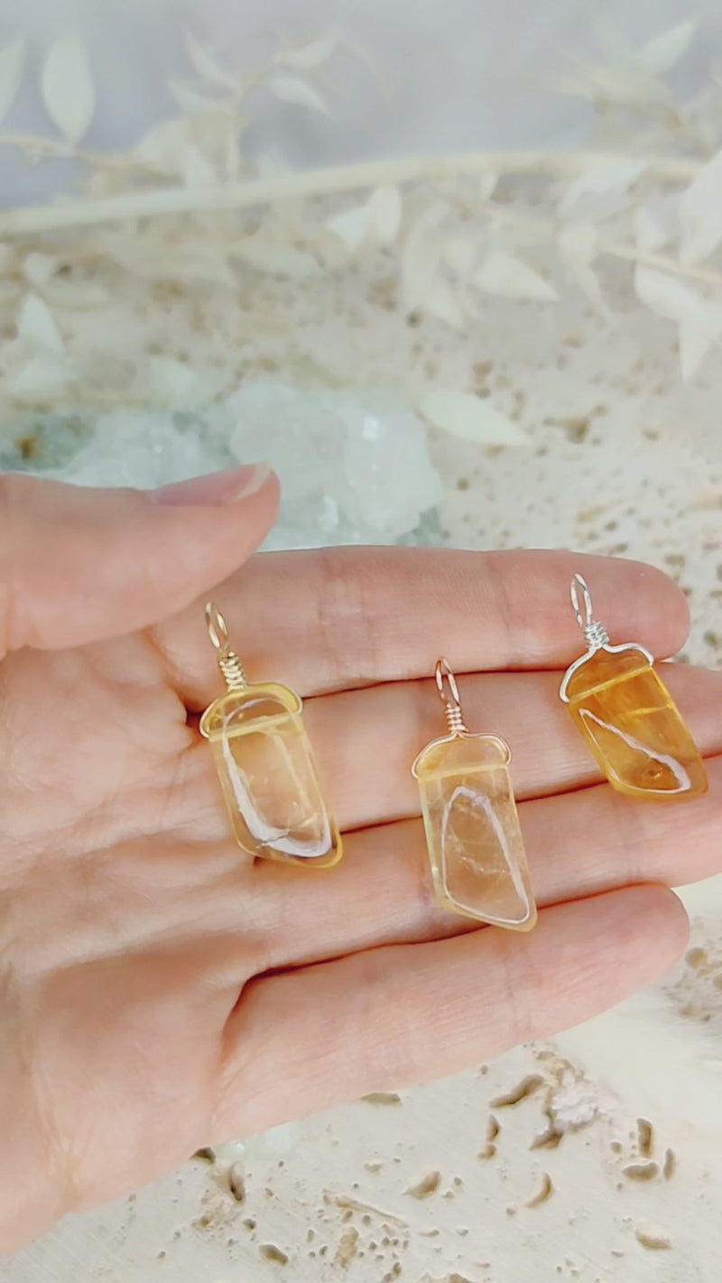Small Smooth Citrine Crystal Pendant with Gentle Point