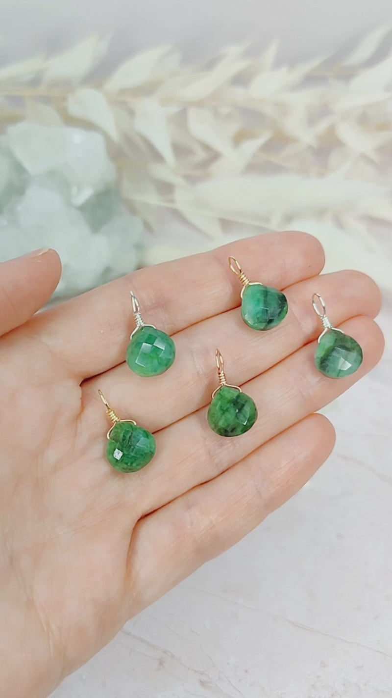 Tiny Emerald Teardrop Gemstone Pendant