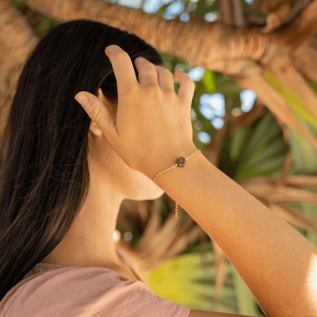 Raw Earth Red Ruby Crystal Nugget Bracelet - Raw Earth Red Ruby Crystal Nugget Bracelet - 14k Gold Fill - Luna Tide Handmade Crystal Jewellery