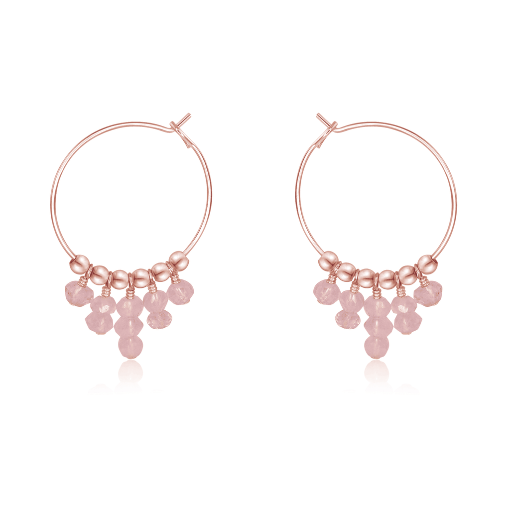 Rose Quartz Statement Hoop Earrings - Rose Quartz Statement Hoop Earrings - 14k Rose Gold Fill - Luna Tide Handmade Crystal Jewellery