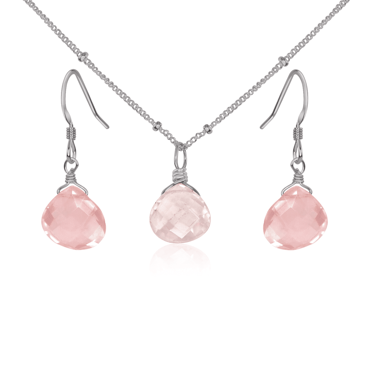 Steel & Rose Quartz earrings. Silver Steel & Rose Quartz earrings. Silver