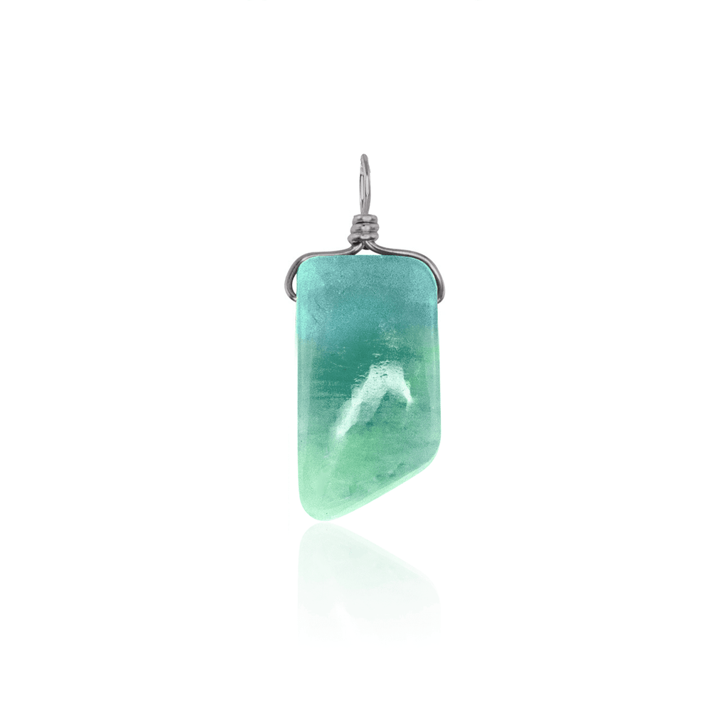 Small Smooth Amazonite Crystal Pendant with Gentle Point - Small Smooth Amazonite Crystal Pendant with Gentle Point - Stainless Steel - Luna Tide Handmade Crystal Jewellery