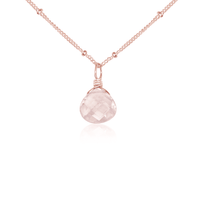 Tiny Rose Quartz Teardrop Bridesmaids Necklaces Bundle
