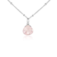 Tiny Rose Quartz Teardrop Bridesmaids Necklaces Bundle
