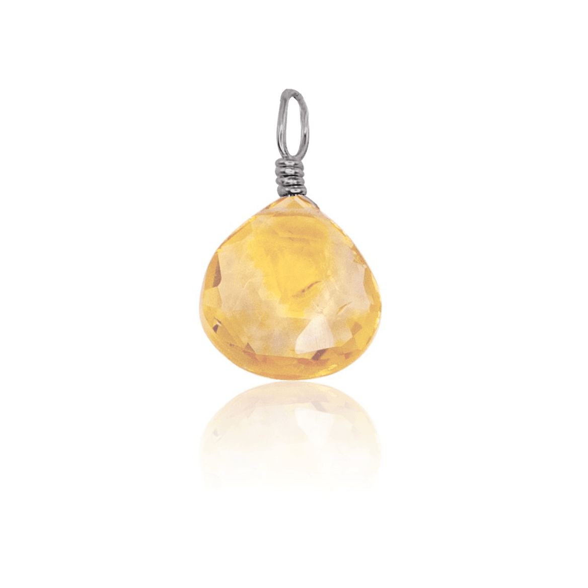 Tiny Citrine Teardrop Gemstone Pendant - Tiny Citrine Teardrop Gemstone Pendant - Stainless Steel - Luna Tide Handmade Crystal Jewellery