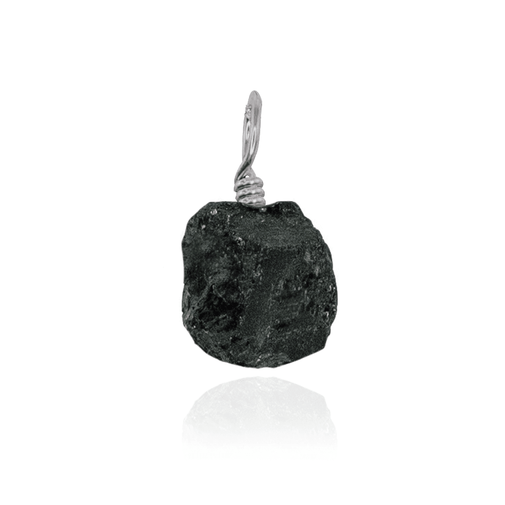 Tiny Raw Black Tourmaline Crystal Pendant - Tiny Raw Black Tourmaline Crystal Pendant - Stainless Steel - Luna Tide Handmade Crystal Jewellery