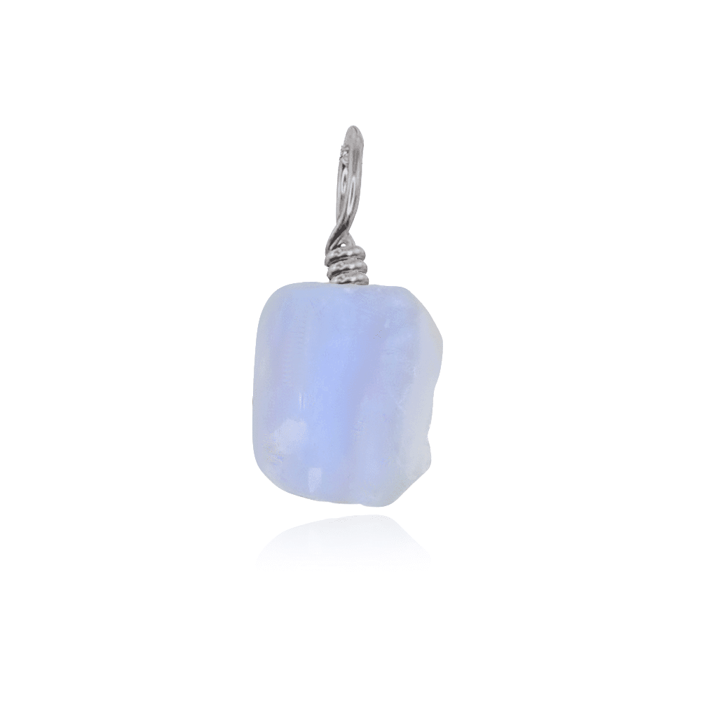 Tiny Raw Blue Lace Agate Crystal Pendant - Tiny Raw Blue Lace Agate Crystal Pendant - Stainless Steel - Luna Tide Handmade Crystal Jewellery