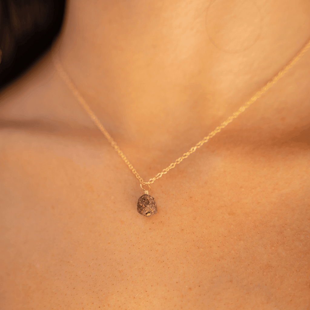 Tiny Raw Earth Red Ruby Pendant Necklace - Tiny Raw Earth Red Ruby Pendant Necklace - 14k Gold Fill / Cable - Luna Tide Handmade Crystal Jewellery