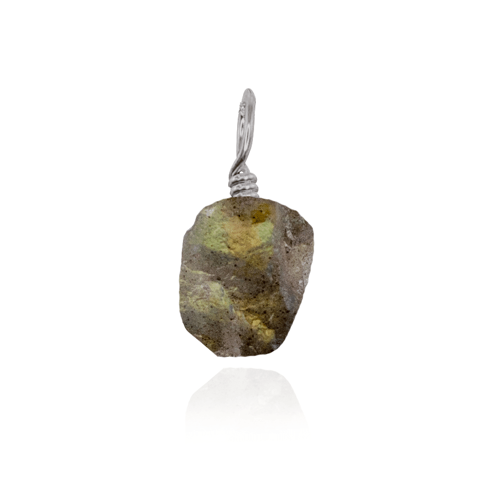 Tiny Raw Labradorite Crystal Pendant - Tiny Raw Labradorite Crystal Pendant - Stainless Steel - Luna Tide Handmade Crystal Jewellery
