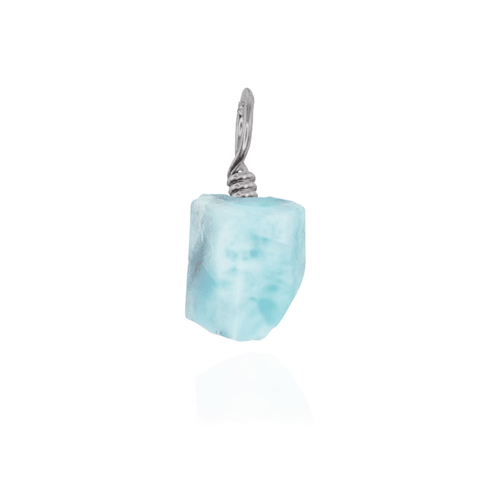 Tiny Raw Larimar Crystal Pendant - Tiny Raw Larimar Crystal Pendant - Stainless Steel - Luna Tide Handmade Crystal Jewellery