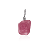 Tiny Raw Pink Tourmaline Crystal Pendant - Tiny Raw Pink Tourmaline Crystal Pendant - Stainless Steel - Luna Tide Handmade Crystal Jewellery