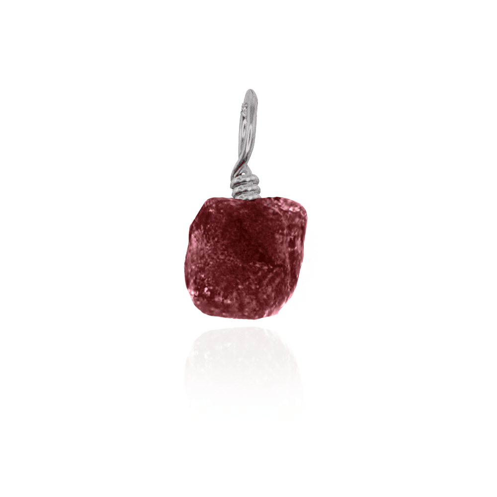 Tiny Raw Ruby Crystal Pendant - Tiny Raw Ruby Crystal Pendant - Stainless Steel - Luna Tide Handmade Crystal Jewellery