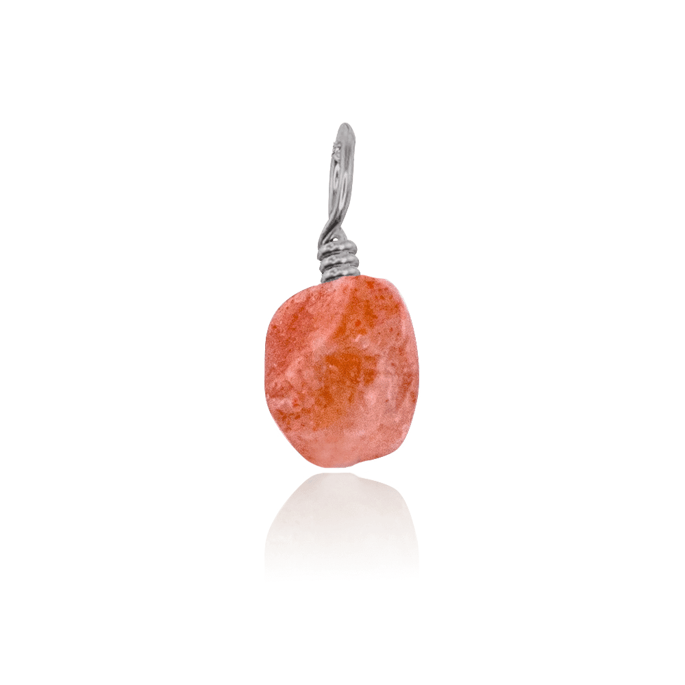 Tiny Raw Sunstone Crystal Pendant - Tiny Raw Sunstone Crystal Pendant - Stainless Steel - Luna Tide Handmade Crystal Jewellery