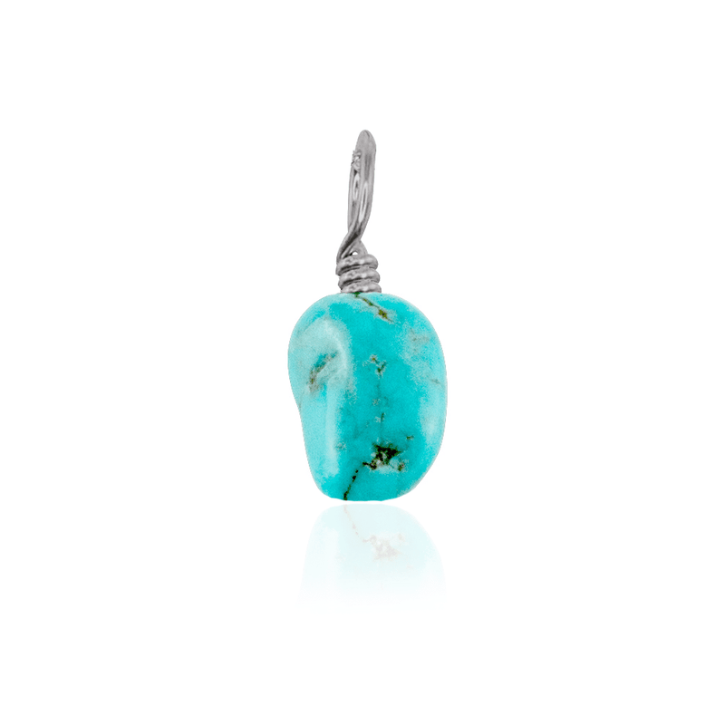Tiny Raw Turquoise Crystal Pendant - Tiny Raw Turquoise Crystal Pendant - Stainless Steel - Luna Tide Handmade Crystal Jewellery